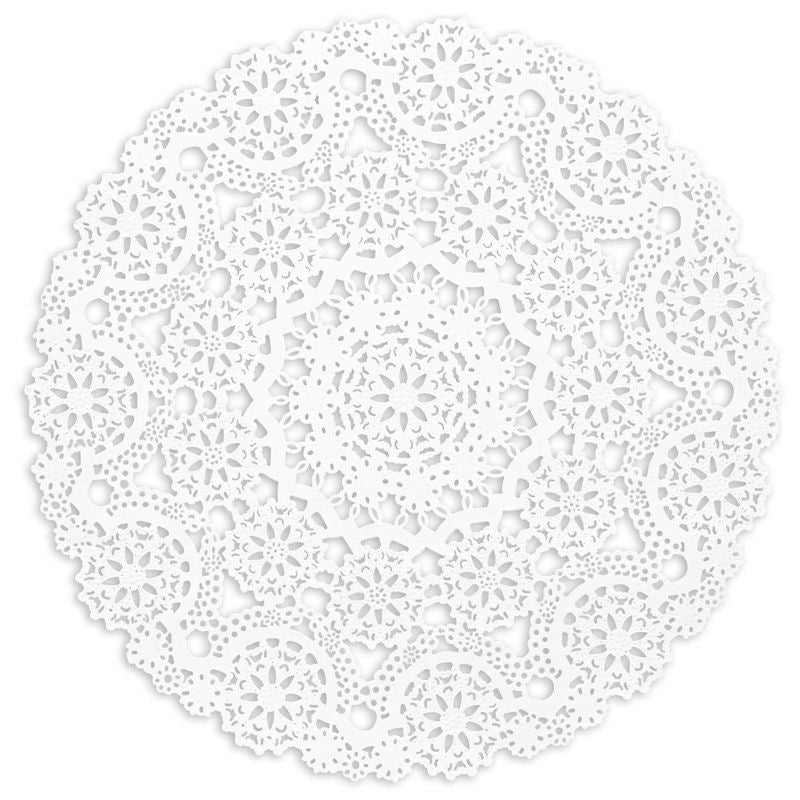Juvale Round Medallion Doilies (12 in, White Lace Paper, 200 Pack)