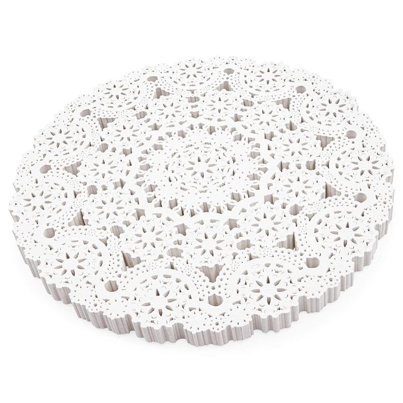 Juvale Round Medallion Doilies (12 in, White Lace Paper, 200 Pack)