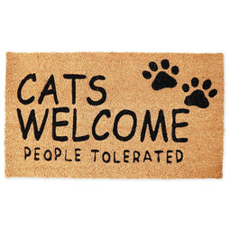 Cats Welcome People Tolerated Welcome Mat, Natural Coir Doormat (30 x 17 in)