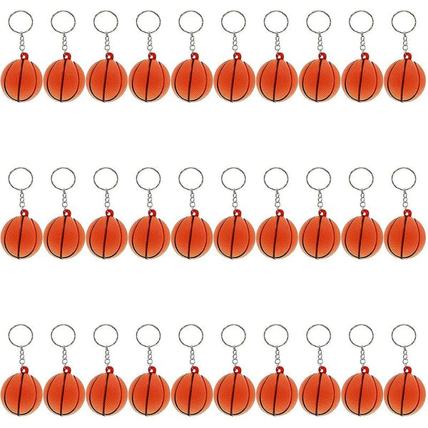 Juvale Basketball Party Favors, Mini Foam Ball Keychains (30 Pack)
