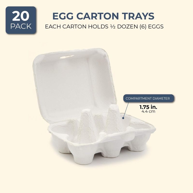 Juvale Empty Egg Cartons (20 Pack), Half Dozen, White