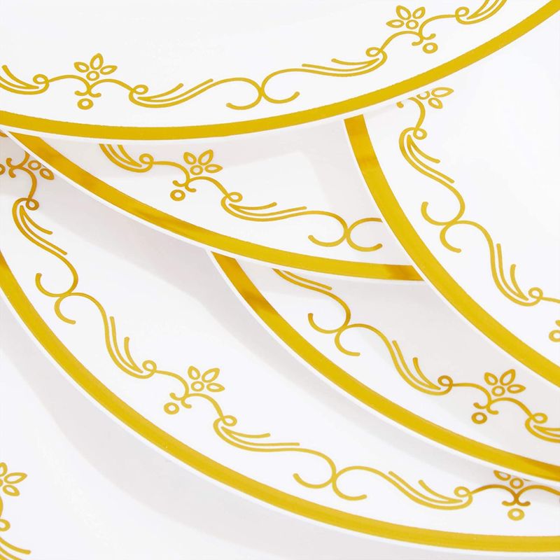 Elegant Classic Party Plates with Gold Foil Edges (White, 24 Pack)
