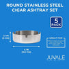 Juvale Round Stainless Steel Cigarette Ashtray Set (5 Pack)