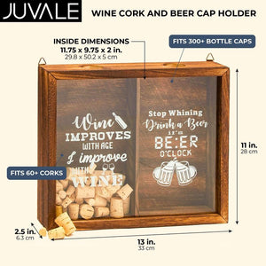 Juvale Wine Cork and Beer Cap Holder, 13 x 11 x 2.5 Inches