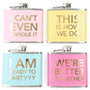 Stainless Steel Flasks in 4 Designs, Yellow, Blue, Pink, Rose Red (5 Oz, 4 Pack)