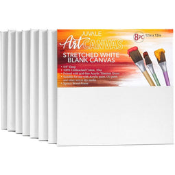 Large Stretched Canvas for Painting (12 x 12 in, 8 Pack)