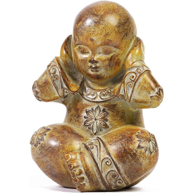 Buddha Statue Set, Hear See Speak No Evil Figurines (4.7 Inches, 3-Pack)