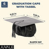 Black Paper Graduation Caps with Tassels, 2021 Grad Party Supplies (Adult Size, 6 Pack)