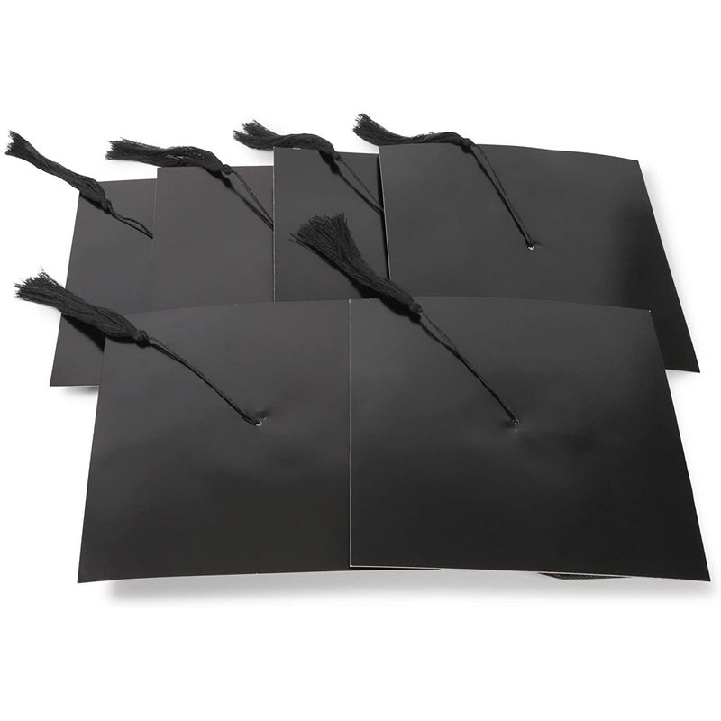 Black Paper Graduation Caps with Tassels, 2021 Grad Party Supplies (Adult Size, 6 Pack)