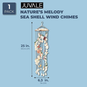 Juvale Seashell Wind Chimes, Beach Home Decor (6.3 x 25 Inches)