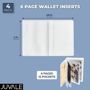 Plastic Wallet Inserts for Pictures and Credit Cards, ID Holder (6 Pages, 4 Pack)