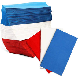 Patriotic Red, White and Blue Paper Napkins for 4th of July (8 x 4.4 In, 180 Pack)