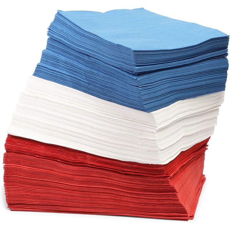 Patriotic Red, White and Blue Paper Napkins for 4th of July (8 x 4.4 In, 180 Pack)
