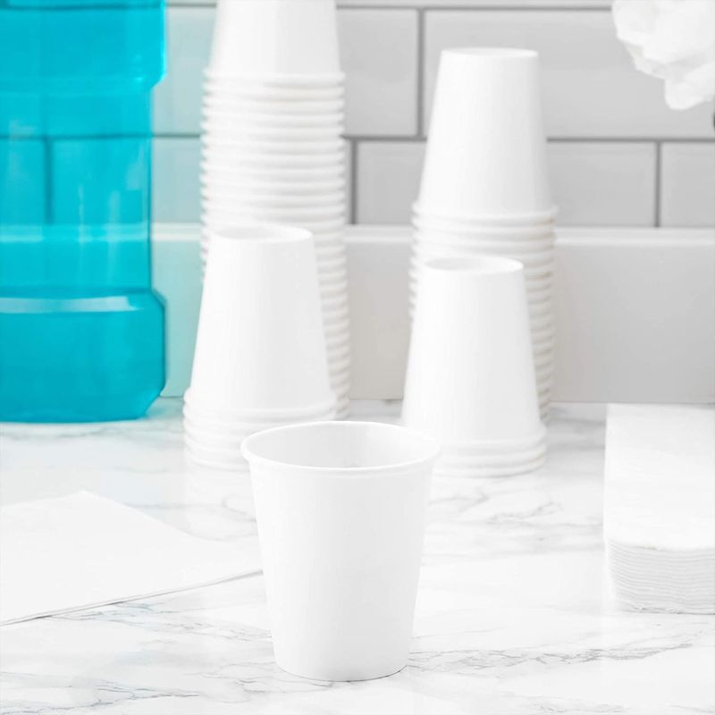600-Pack 3 oz. Small Paper Cups, Disposable for Bathroom & Mouthwash, White