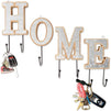 Home Wooden Letters Key Holder and Wall Decor (8 Inch Tall, 4 Pieces)