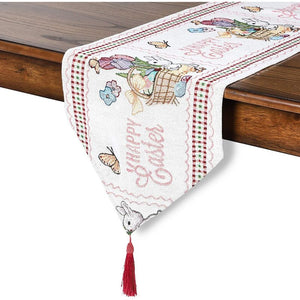 Juvale Embroidered Woven Table Runner, Easter Home Decor (66 x 13 in)