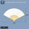 Juvale Bamboo Folding Fans, Handheld Fan (White, 12 Pack)