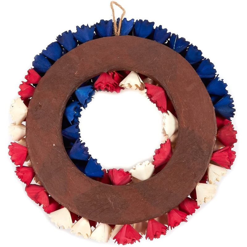 Floral Door Wreath for 4th of July or Election Day, American Flag Décor (14 In)
