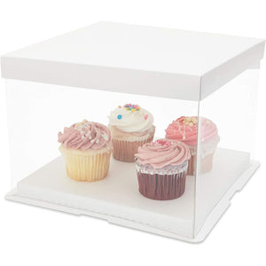 Clear Plastic Cake Box Carrier Packing with Lids for 6 Inch Cakes (6 Pack)