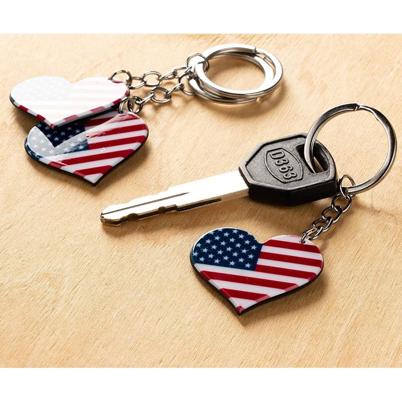 American Flag Keychain, Patriotic Party Favors (1.6 x 3.5 In, 24 Pack)