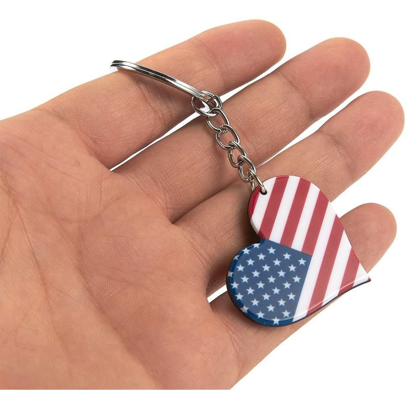 American Flag Keychain, Patriotic Party Favors (1.6 x 3.5 In, 24 Pack)