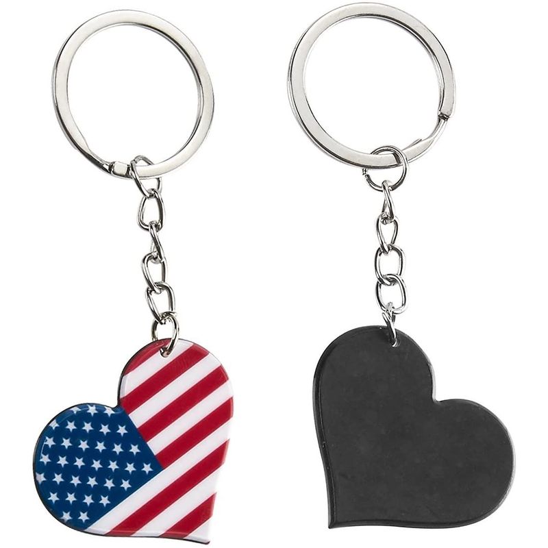 American Flag Keychain, Patriotic Party Favors (1.6 x 3.5 In, 24 Pack)