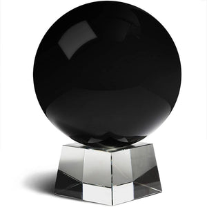 Juvale Black Obsidian Crystal Ball with Stand for Desk or Tabletop (6 Inches)