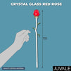 Juvale Crystal Red Rose, Glass Flower for Home Decor or Gifting (13 Inches)