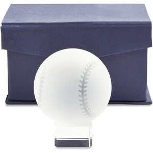 Glass Paperweight, Crystal Baseball with Stand for Desk or Tabletop (2.3 In)