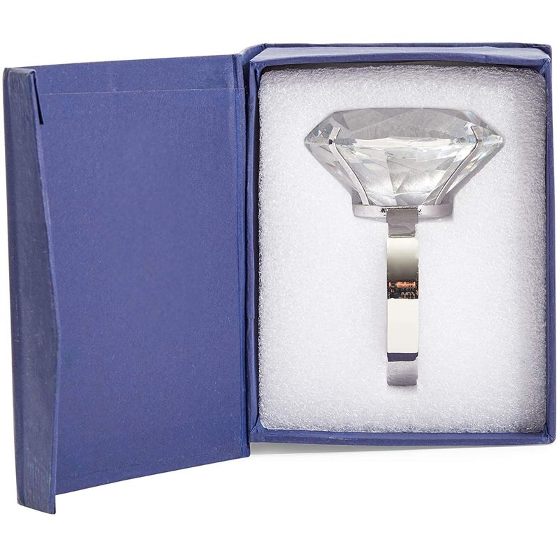 Crystal Diamond Napkin Ring, Large Paperweight for Desk (3 Inches)