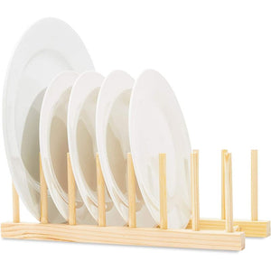 Wooden Plate Organizer and Dish Rack (12.2 In, 3-Pack)