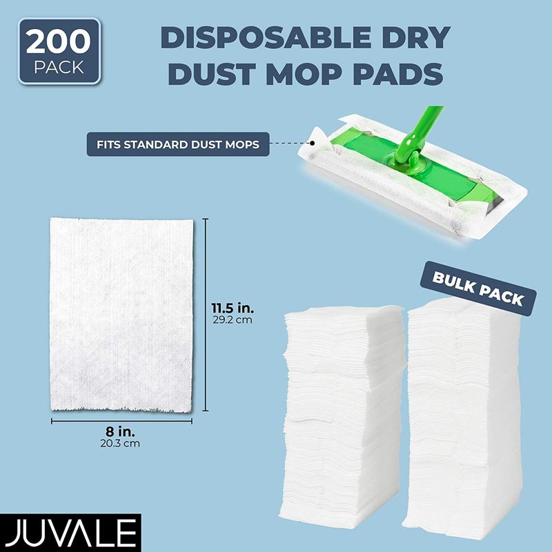 Disposable Dry Mop Pads for All Purpose Floor Cleaning (200 Count)