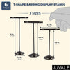 Juvale T-Shape Earring Display Stands in 3 Sizes (Metal, Black, 6-Pack)