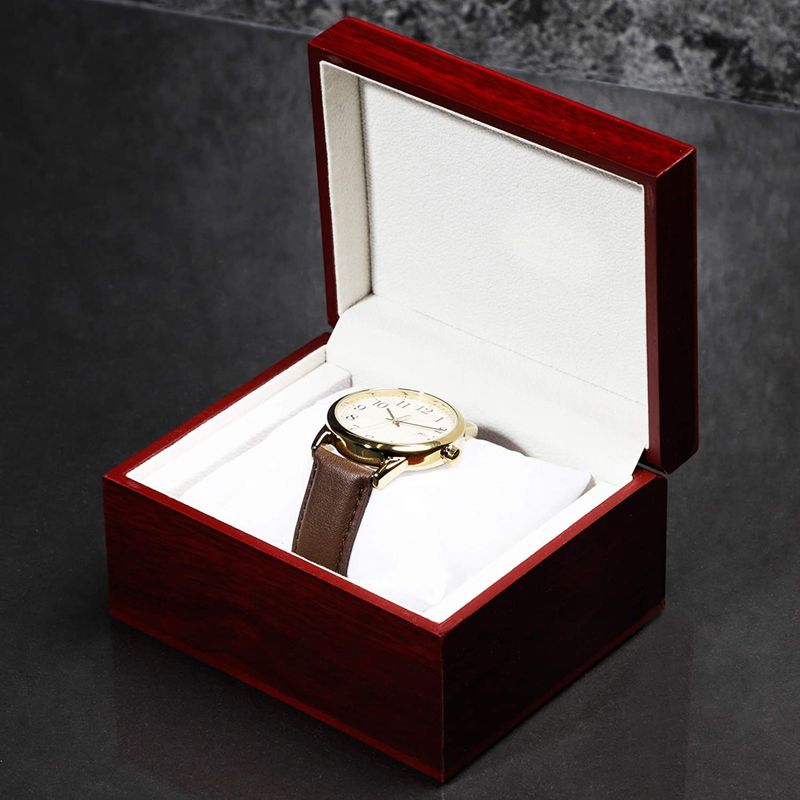 Single Wooden Wrist Watch Box with Pillow (Red)