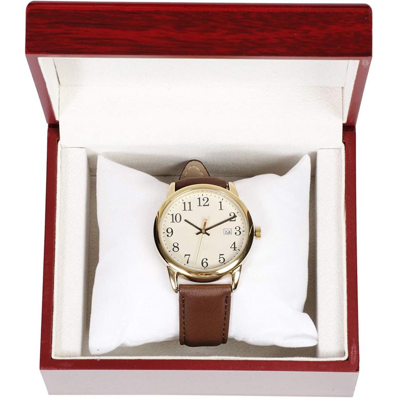 Single Wooden Wrist Watch Box with Pillow (Red)