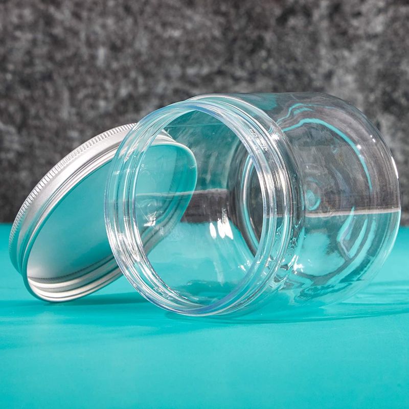 Clear Round Jars with Metal Lids and Labels (6 oz, 12 Pack)