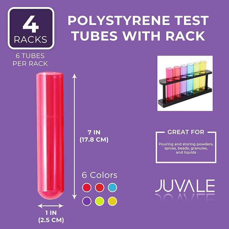 Polystyrene Test Tubes with Rack (1.5 oz, 6 Colors, 4 Pack)