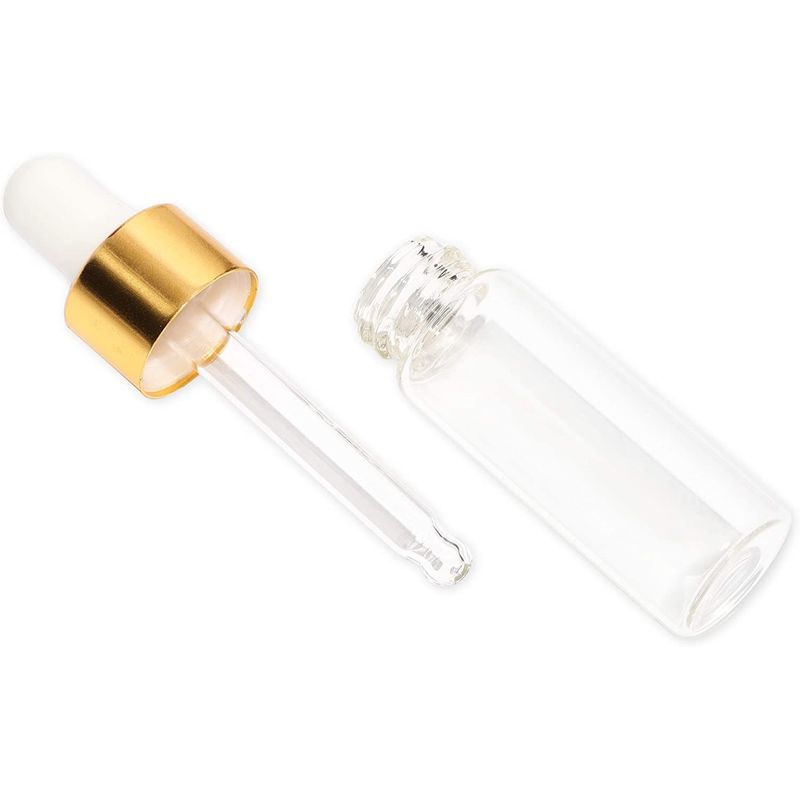 Mini Glass Dropper Bottles with Dispenser (0.17 oz or 5ml, Gold, 24-Pack)