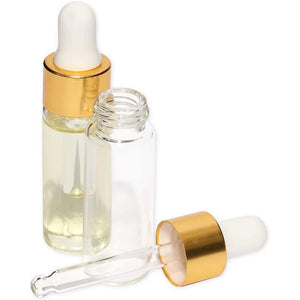 Mini Glass Dropper Bottles with Dispenser (0.17 oz or 5ml, Gold, 24-Pack)