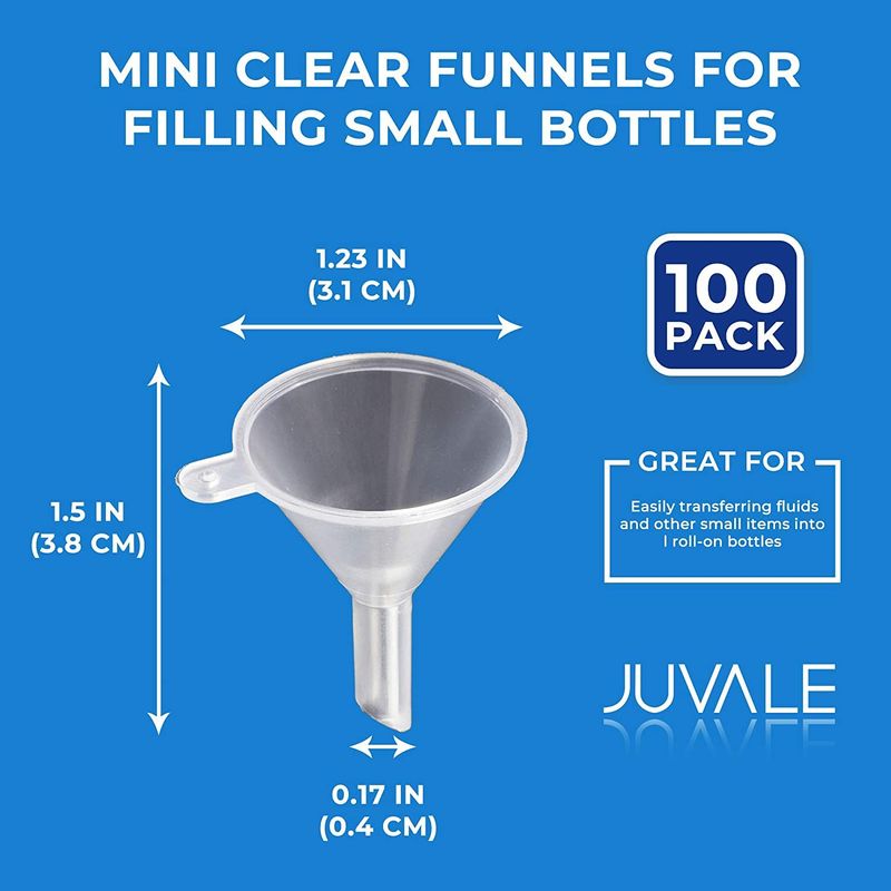 Mini Clear Funnels for Filling Small Bottles (100 Pack)
