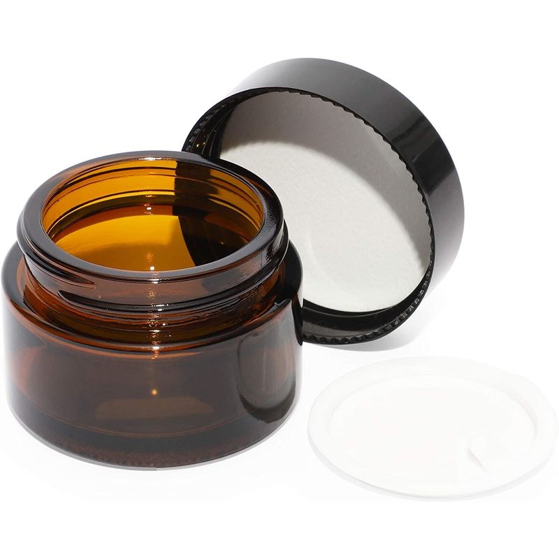 Round Amber Glass Jars with Lids for Cosmetics (1 oz, 14 Pack)