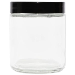 8oz Clear Glass Jars, Set of SIX, Black Metal Lid, Candle Jar, Cosmetic Jar,  Glass Container, Cosmetic Container, Black Lid 