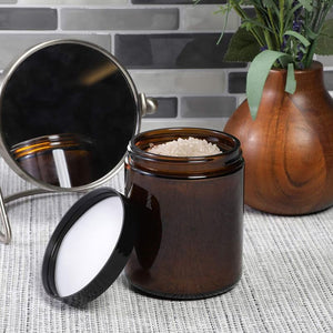 Amber Round Glass Jars (8 oz, 8 Pack)