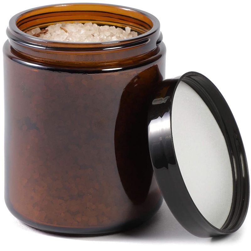 Amber Round Glass Jars (8 oz, 8 Pack)