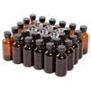 Round Amber Boston Bottles with Black Poly Cone Cap (2 oz, 30 Pack)
