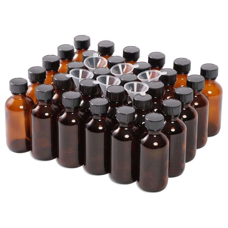 Juvale 30-pack 2oz Amber Glass Bottles With Dropper Dispenser And