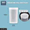Prescription Pill Bottles with Pop Top Cap (19 Dram, Clear, 180 Pack)