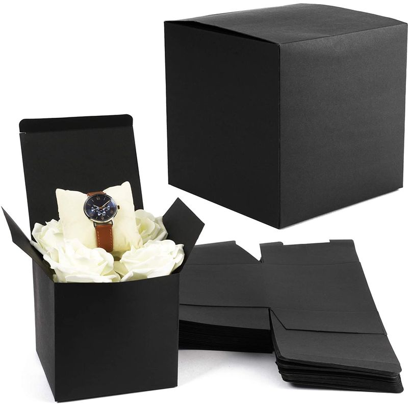 Cardboard Paper Gift Boxes for Party Favors (Black, 30 Pack)