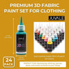 3D Fabric Paint Set for Clothing (1.18 ml, 24 Colors)