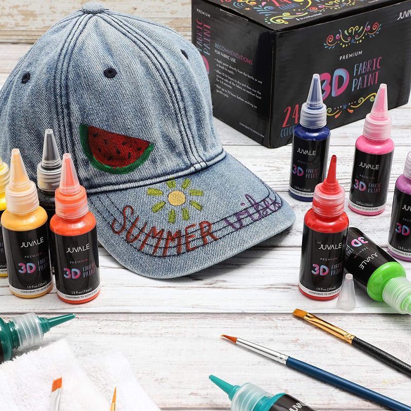 3D Fabric Paint Set for Clothing (1.18 ml, 24 Colors)